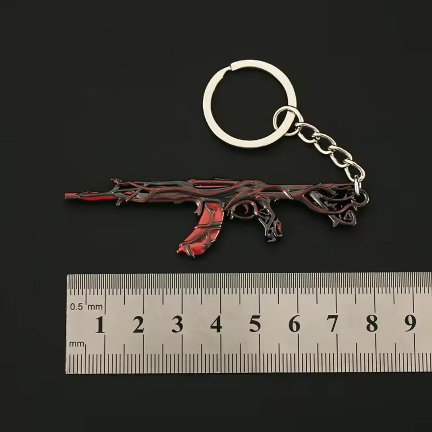 Porte-clé en argent – Skin Gaya Rouge de la Vandal Valorant