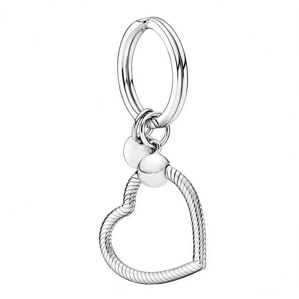 Mini Silver Heart Keychain for Charms – Short and Elegant Size