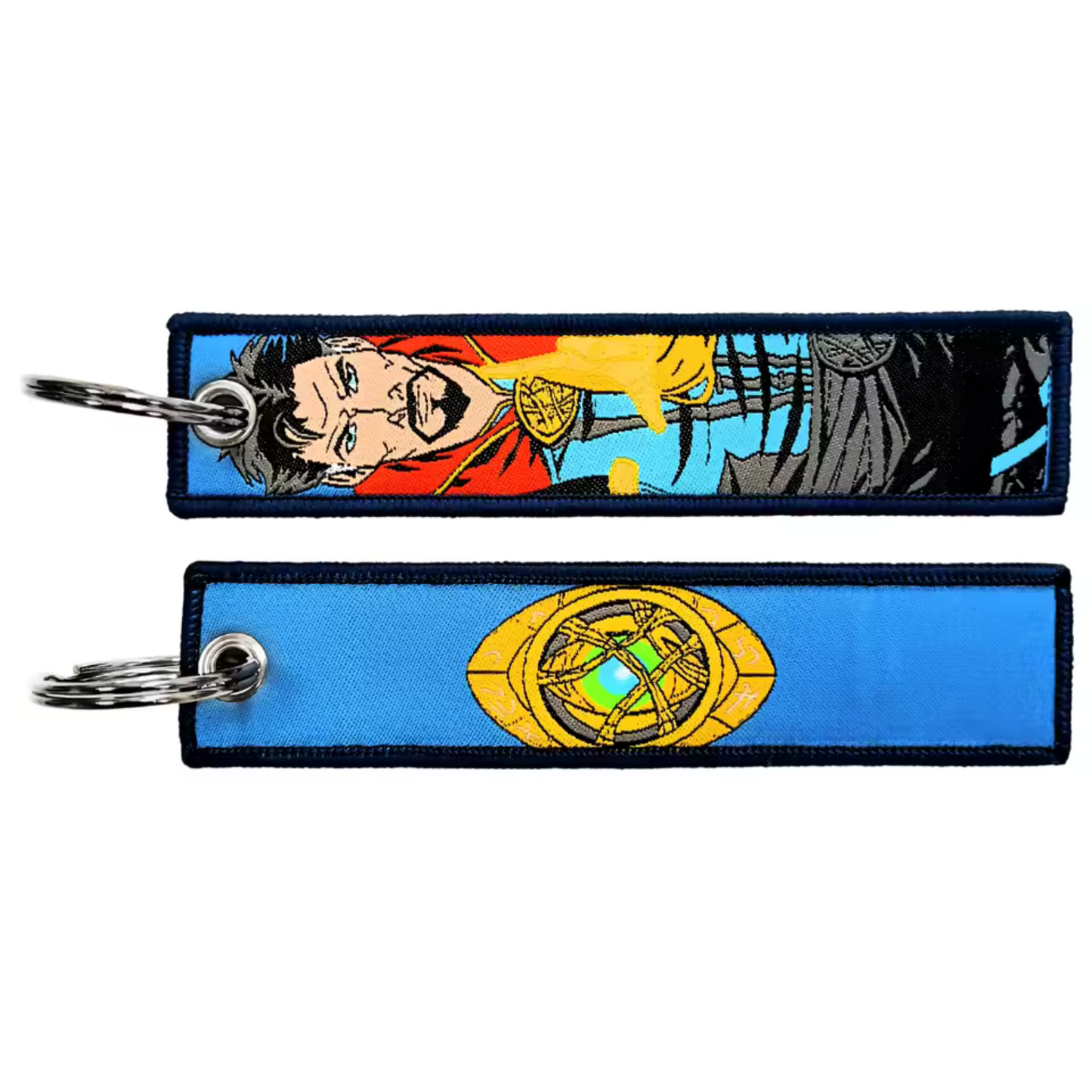 Affiche ta fascination pour le maître des arts mystiques avec ce long porte-clé textile à l’effigie de Doctor Strange ! Des deux côtés, retrouve Doctor Strange dans son costume emblématique, l'Œil d'Agamotto suspendu autour de son cou et son regard concentré, prêt à manipuler la magie et la réalité. Ce porte-clé robuste et mystique est parfait pour personnaliser tes clés, ton sac ou ton rétroviseur, et te rappellera que le véritable pouvoir vient de la maîtrise des arts mystiques et de l’esprit.