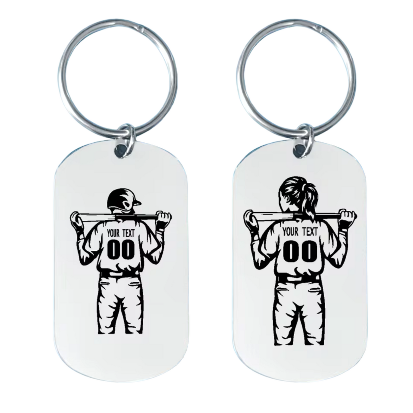 Personalized Baseball Keychain – Women and Men – Stainless Steel
