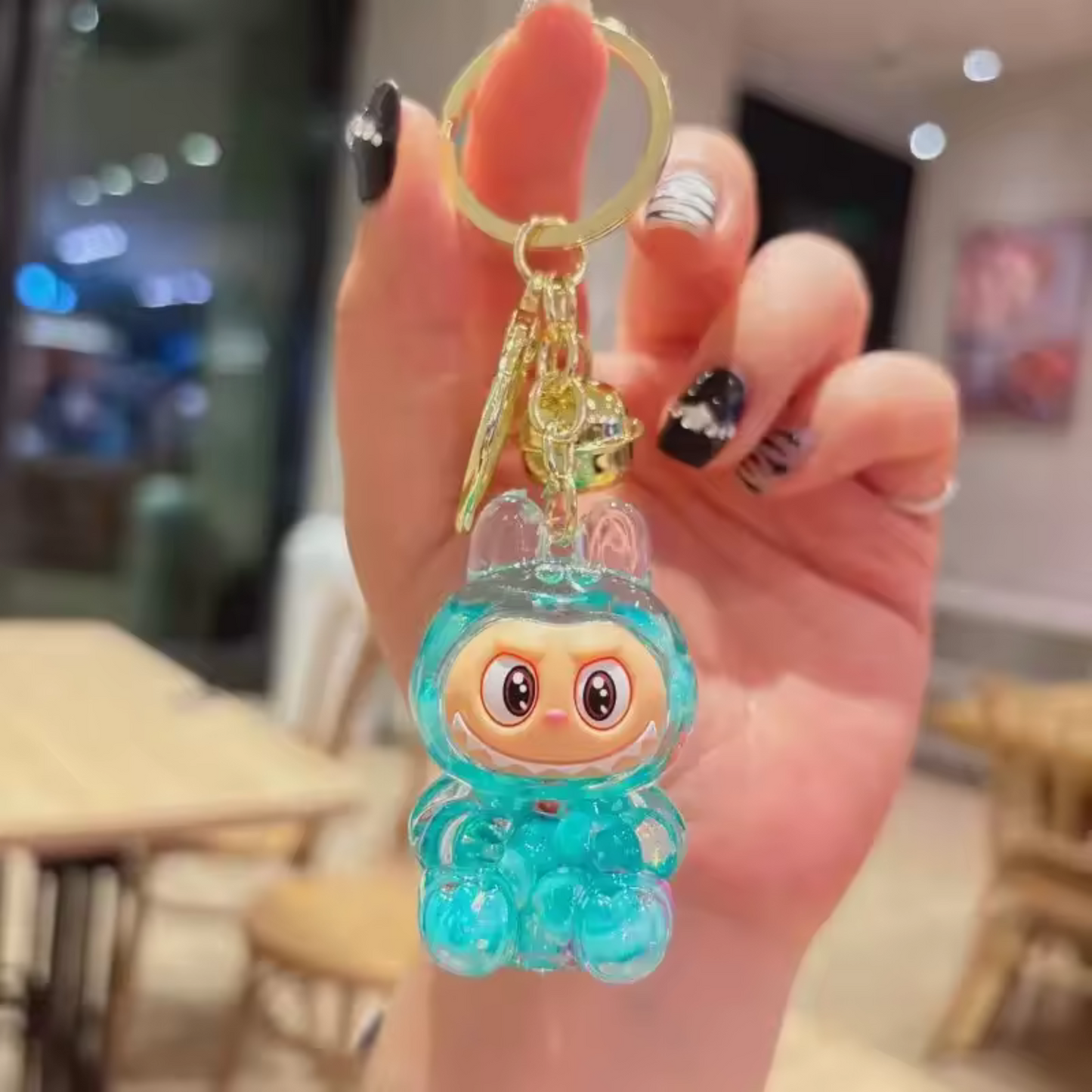 Porte-Clé Labubu Assis Brillant – Effet Cristal en Acrylique | 3 Coloris Disponibles