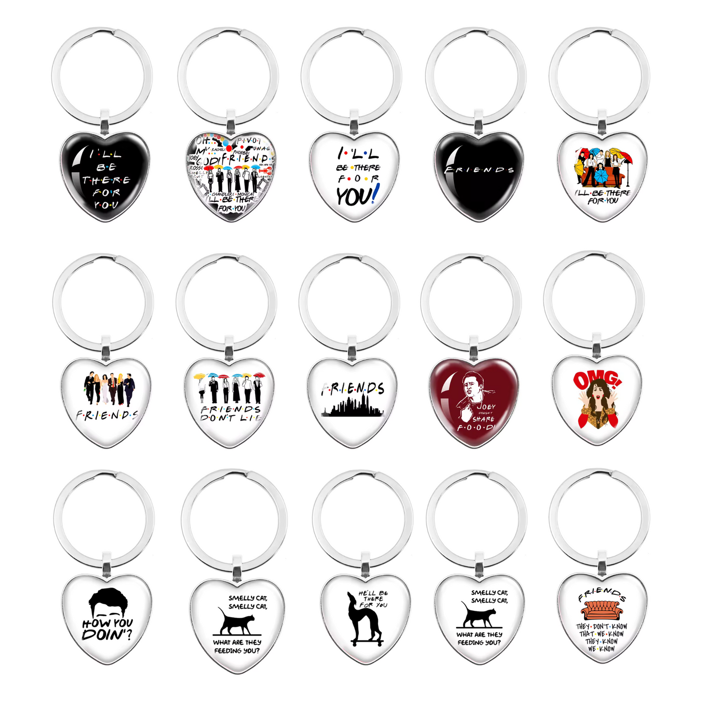 Porte-clé cœur – Collection Friends (15 modèles disponibles)