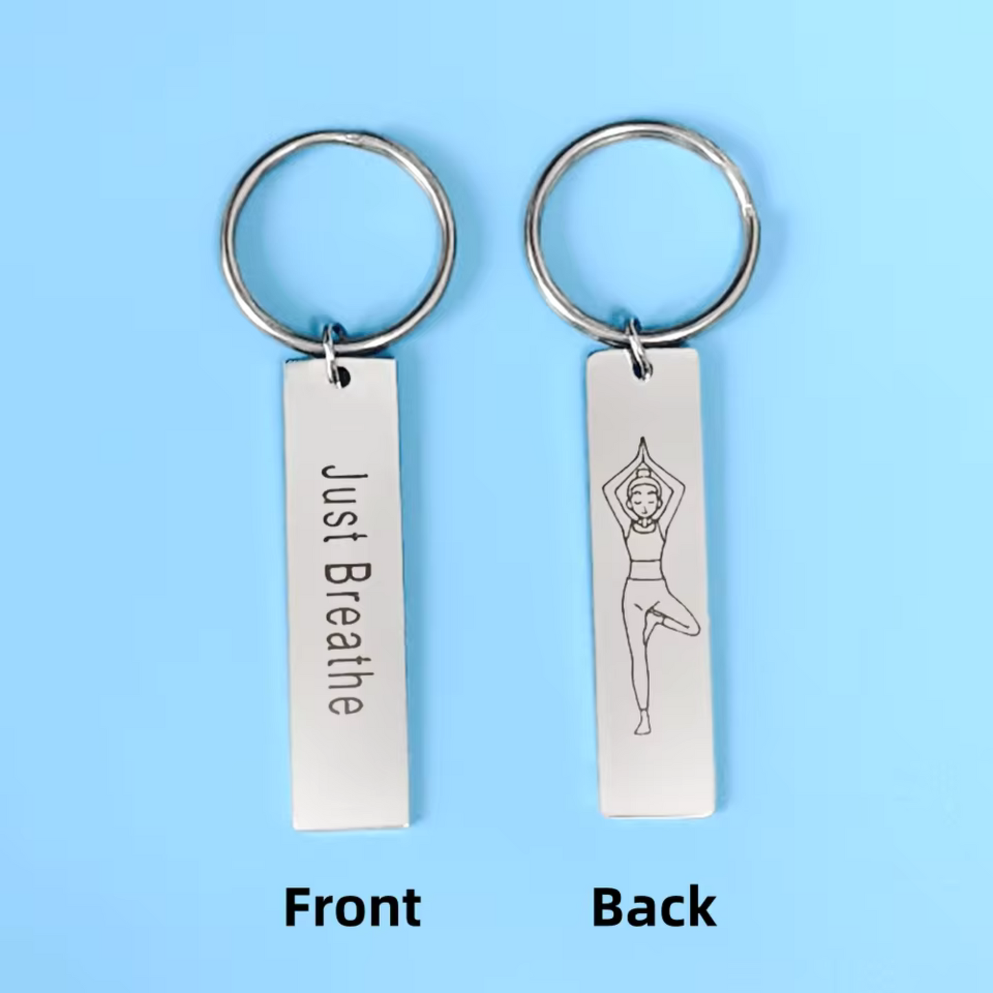 Personalized Yoga Keychain – Stainless Steel Zen Jewelry