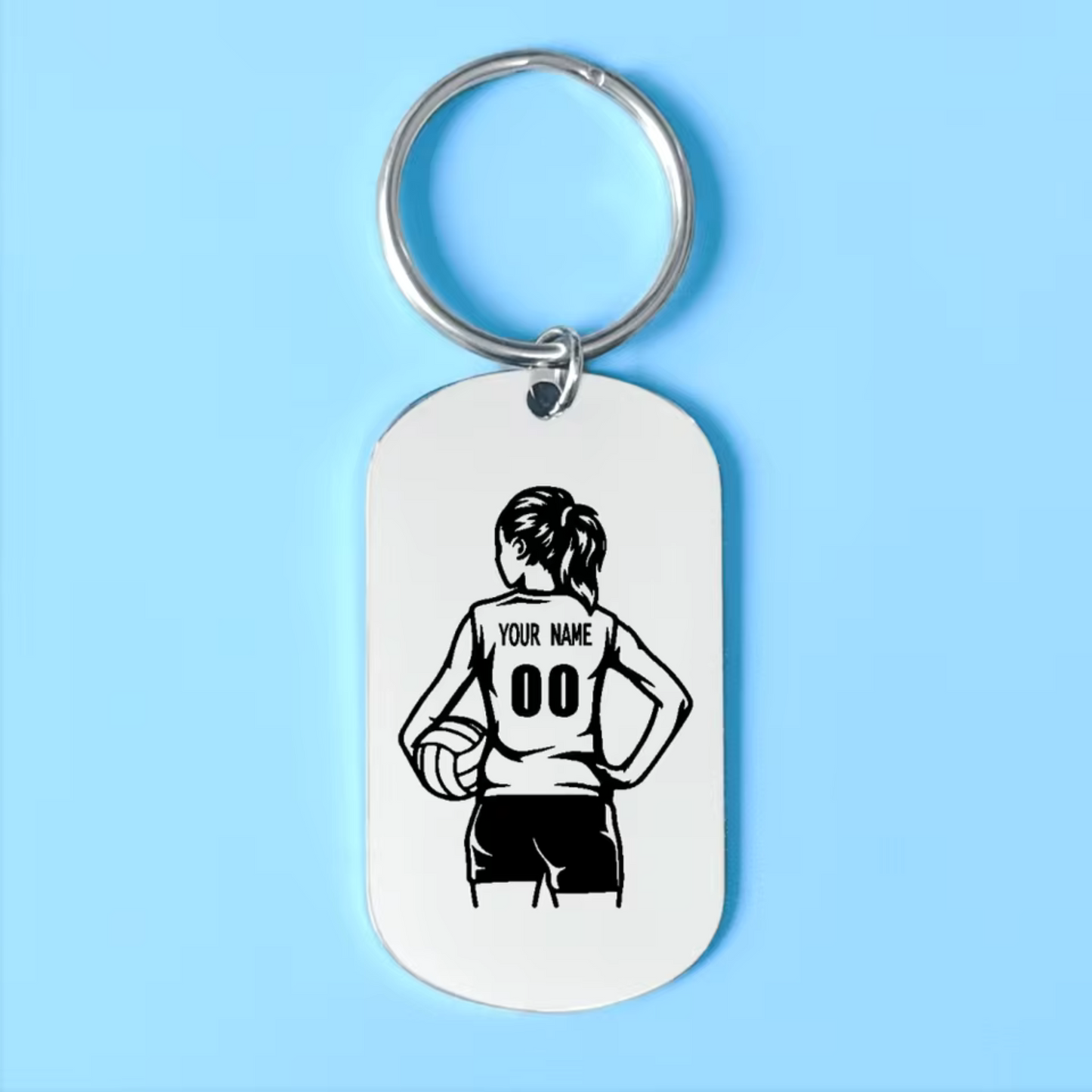Personalized volleyball keychain for women or men – Stainless steel