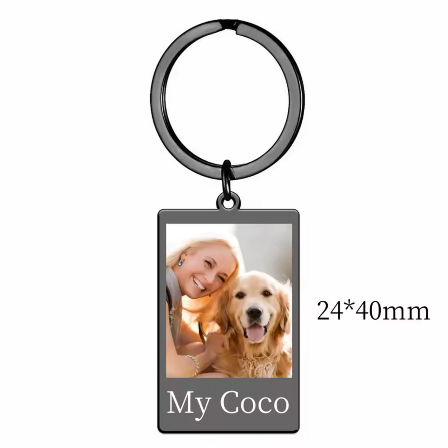 Porte-Clé Personnalisé avec Photo et Texte (3 coloris disponibles)