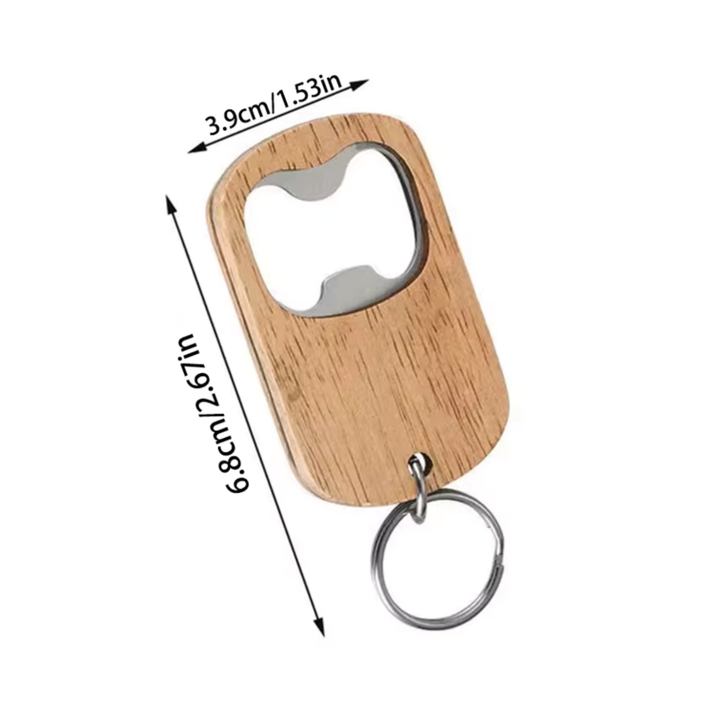 Personalized Wooden Bottle Opener Keychain with Logo