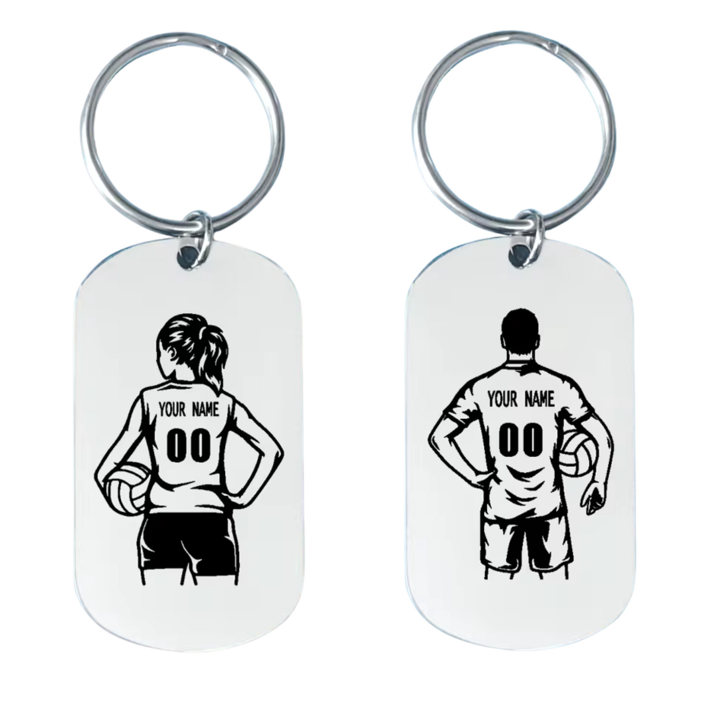 Personalized volleyball keychain for women or men – Stainless steel