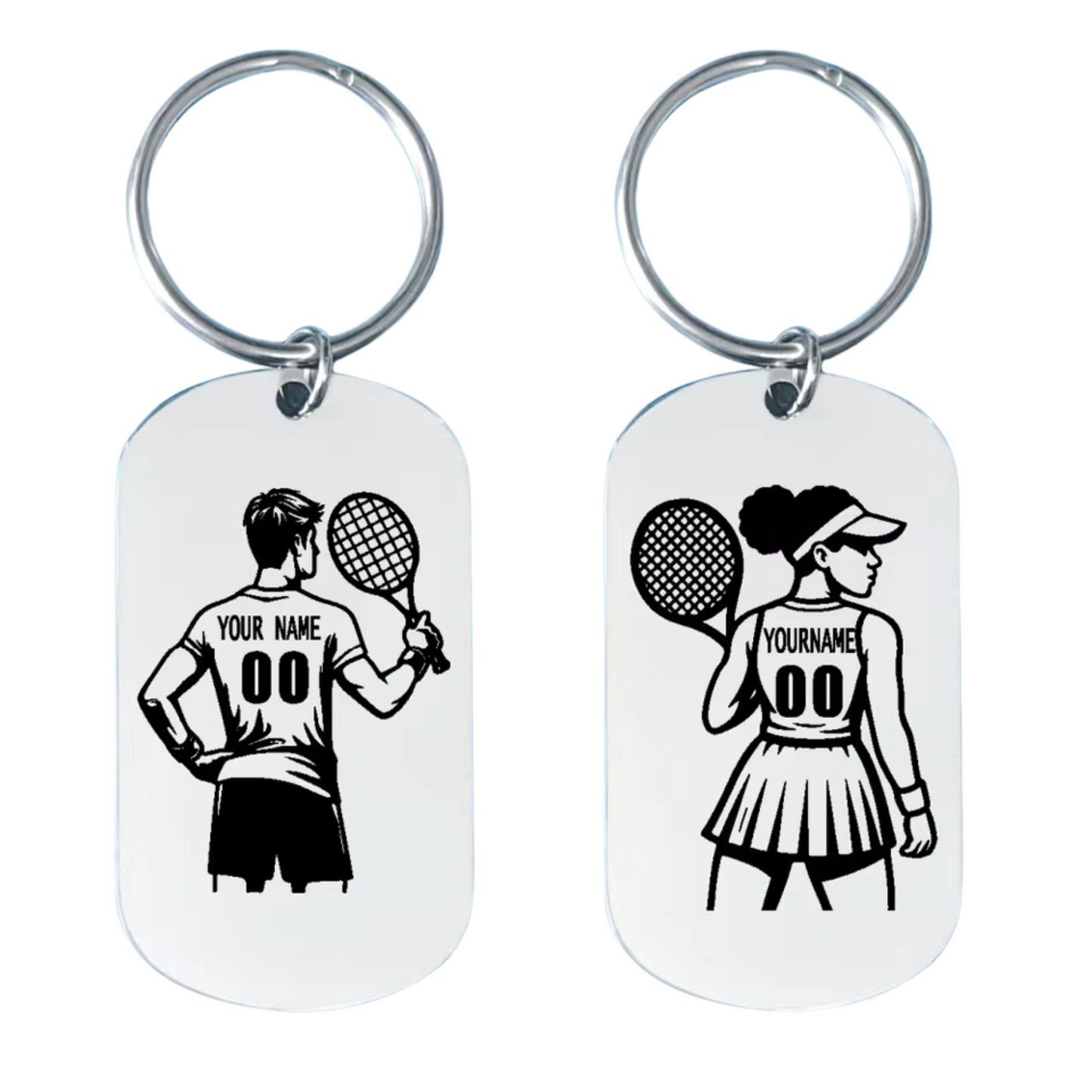 Personalized tennis keychain – Women and Men – Stainless steel