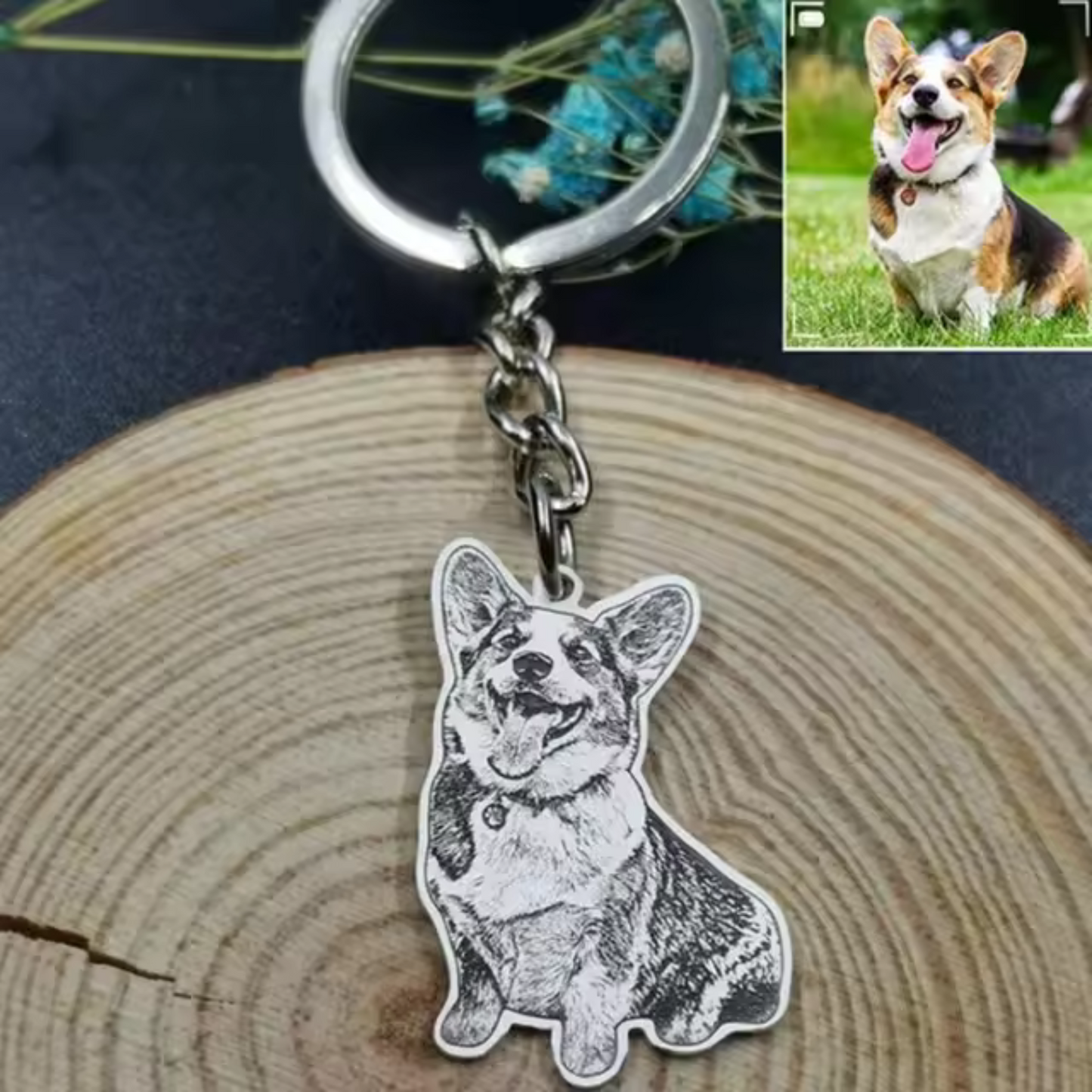 Personalized Pet Keychain - High Quality Photo Engraving in Stainless Steel