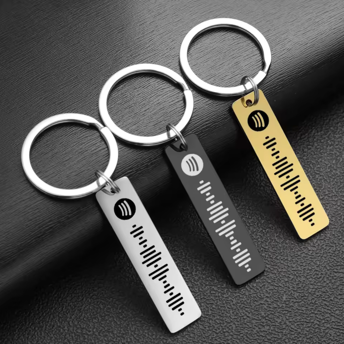 Spotify Stainless Steel Keychain – Scannable Code + Name Engraved on Back