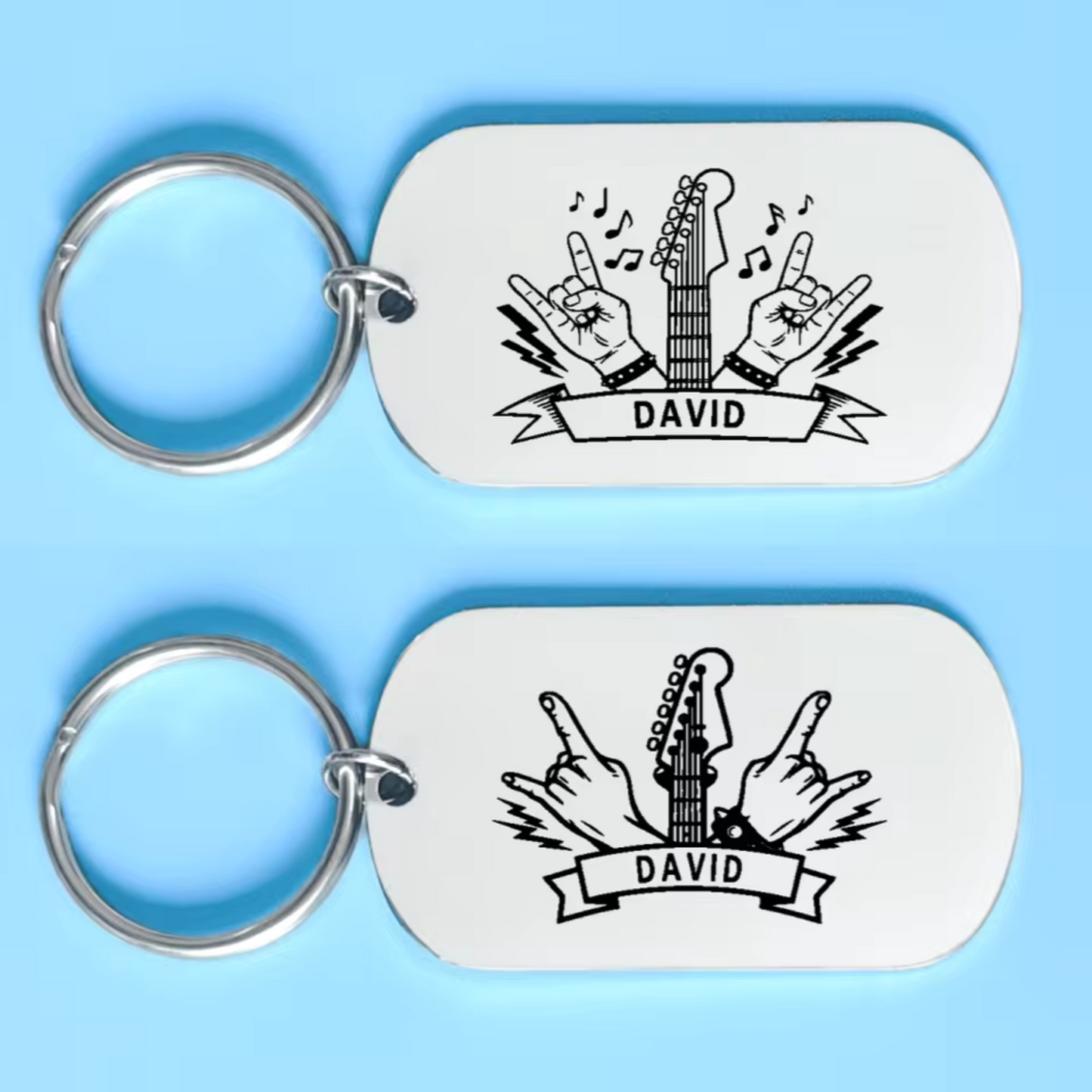 Personalized Rock'n'Roll Keychain with First Name (2 Models Available)