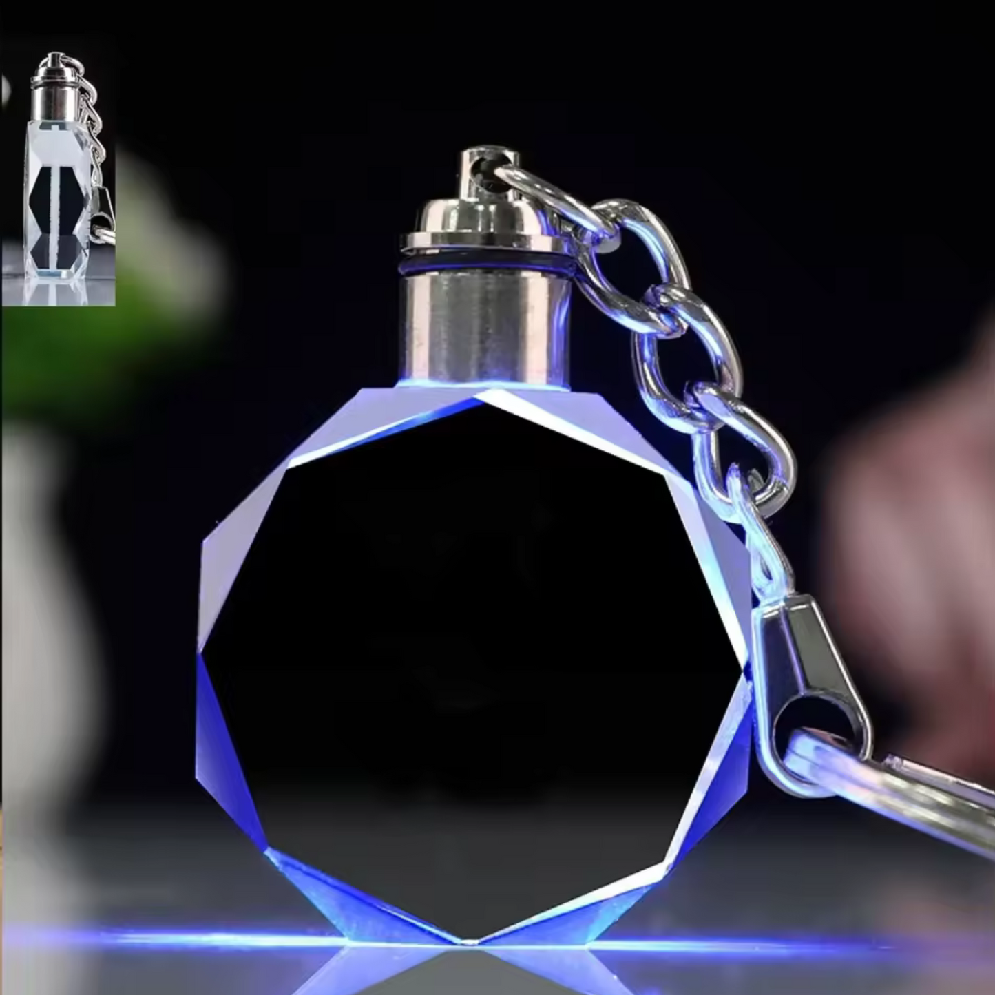 Custom LED Crystal Keychain - 3D Light Up Photo Engraving
