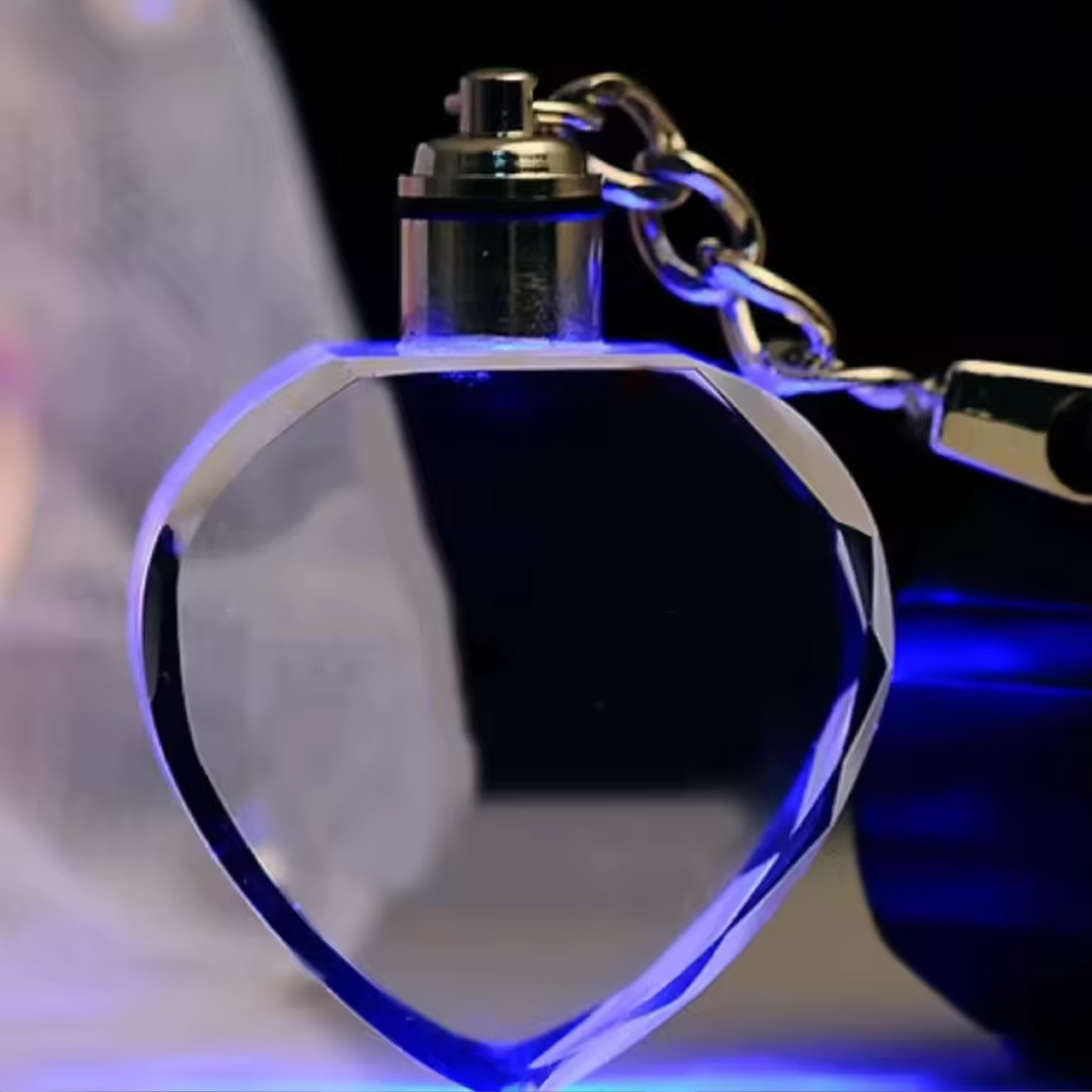 Custom LED Crystal Keychain - 3D Light Up Photo Engraving