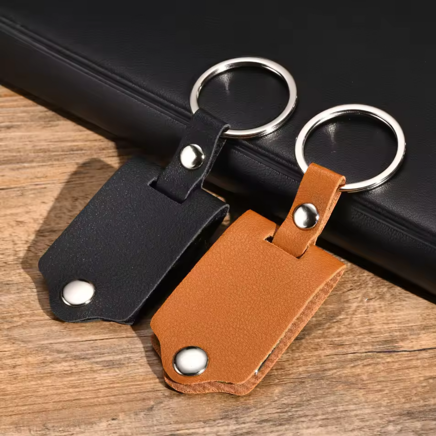 Porte-clé en cuir personnalisé avec photo et texte