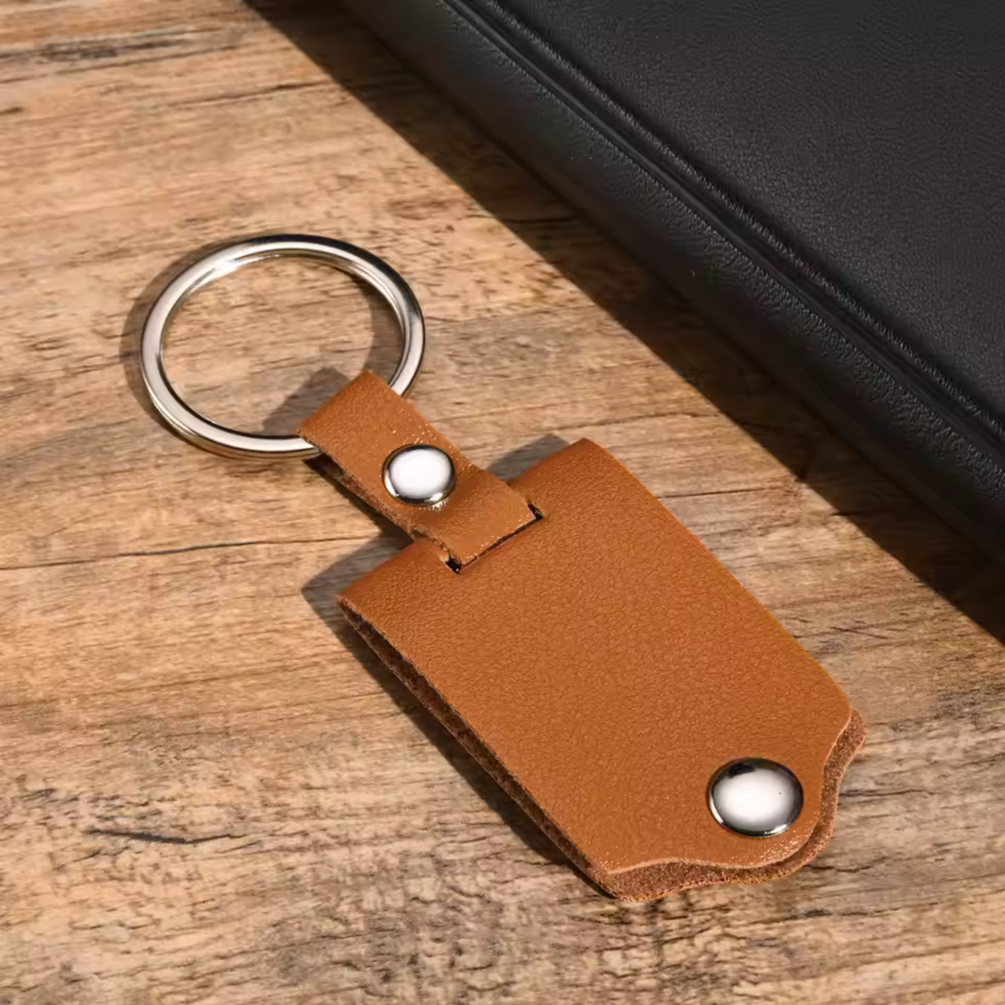 Porte-clé en cuir personnalisé avec photo et texte
