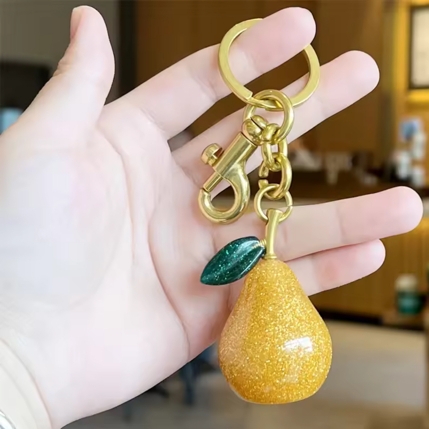 Pear key ring (yellow or green)