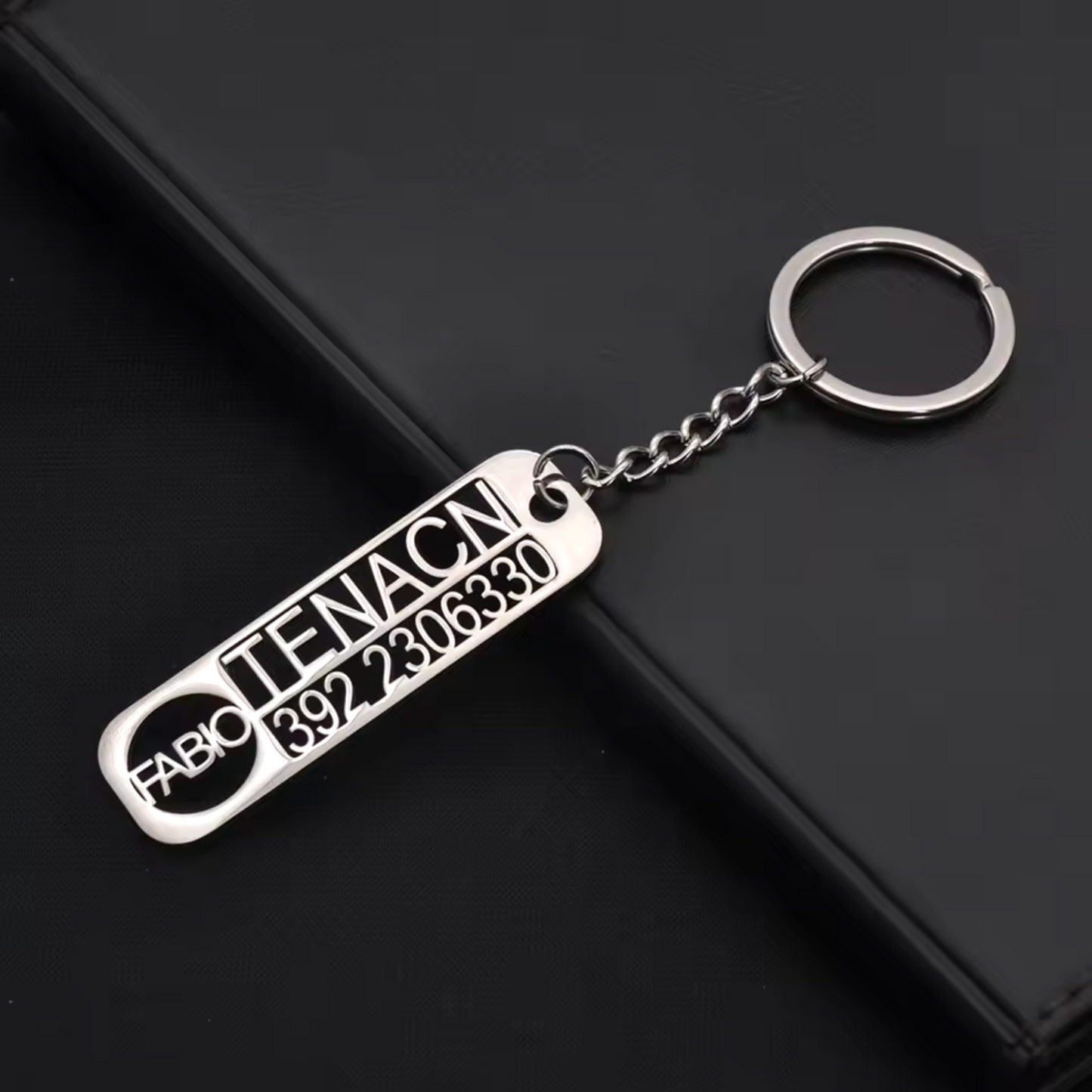 Porte-clé personnalisé anti-perte des clés avec nom, numéro de téléphone et logo