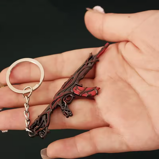 Porte-clé en argent – Skin Gaya Rouge de la Vandal Valorant