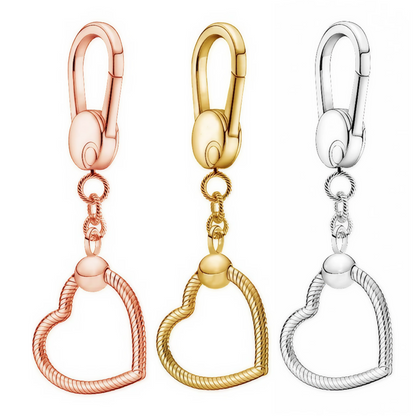 Porte-Clé Cœur pour Charms – Argent, Or ou Or Rose
