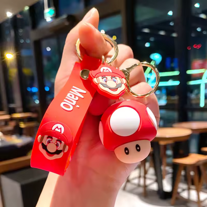 Porte-clé Mario en silicone (3 modèles disponibles : Mario, Luigi et Champignon)