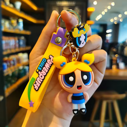 Powerpuff Girls Silicone Keychain – 2 Models: Bubble (Blue) and Belle (Green)