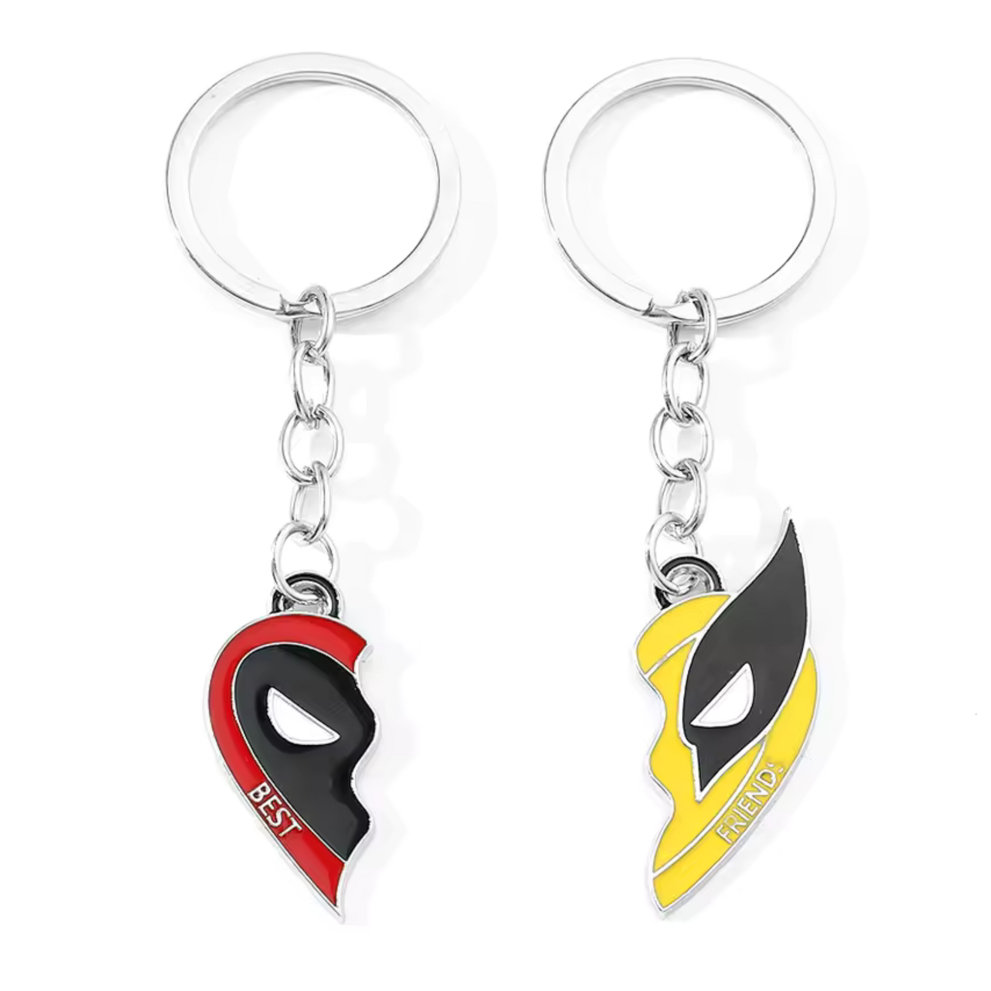 Partage ta passion pour les super-héros avec ce porte-clé en forme de cœur séparé représentant Wolverine d’un côté et Deadpool de l’autre ! Un duo inattendu et déjanté.

Un accessoire plein d’humour et de style, pour les fans de Marvel et d’amitiés solides comme l’adamantium !