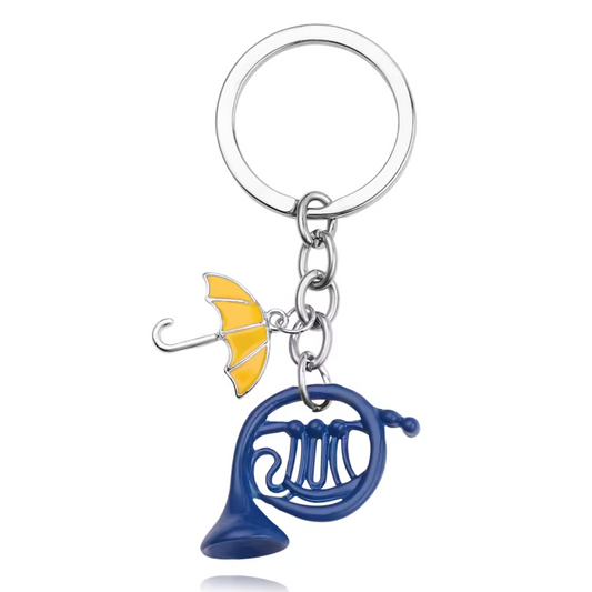 Porte-clé métal cor de Robin et parapluie jaune, accessoire fan How I Met Your Mother, symbole amour et amitié HIMYM