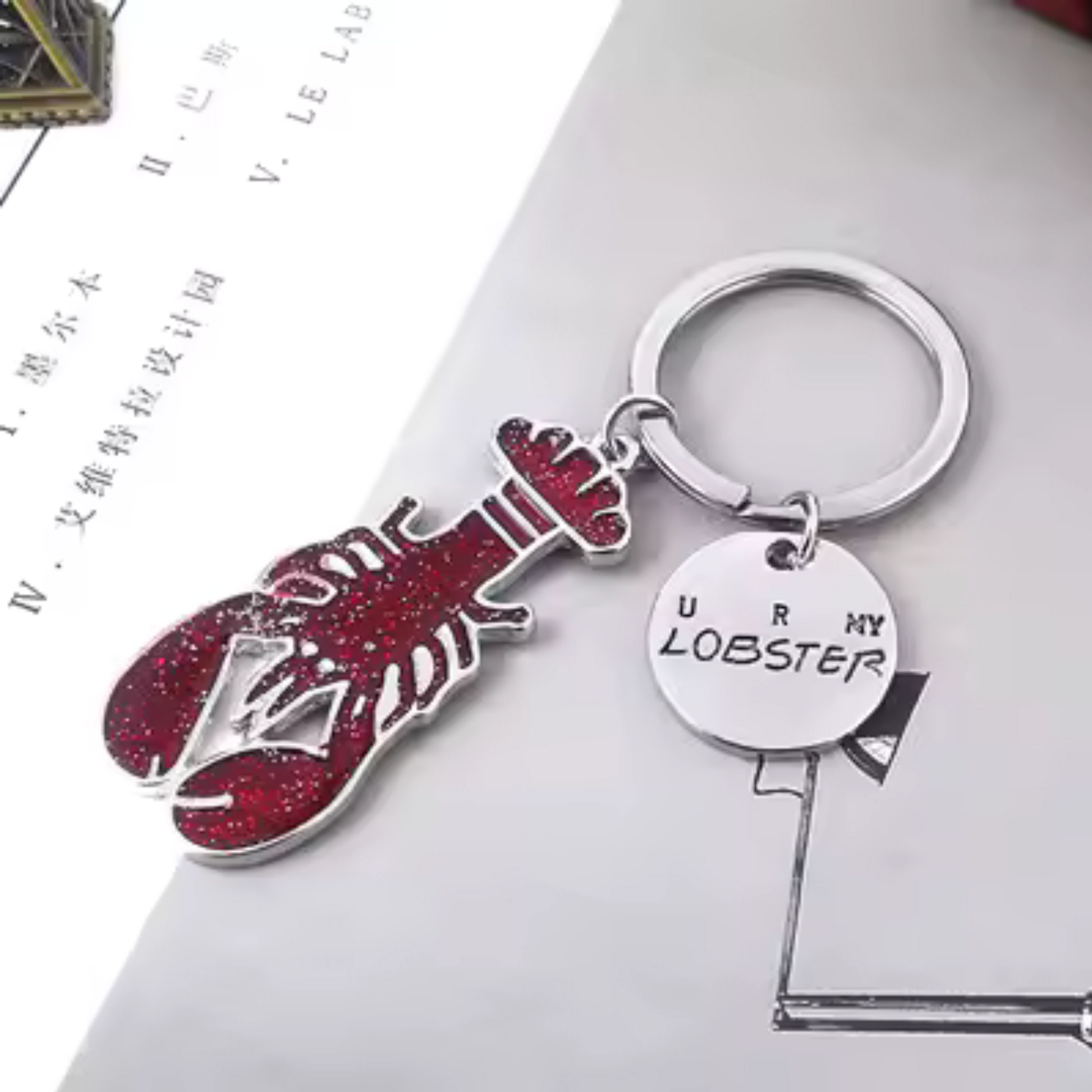 Porte-clé métal homard "Lobster", accessoire fan Friends, symbole d’amour, porte-clé original série TV