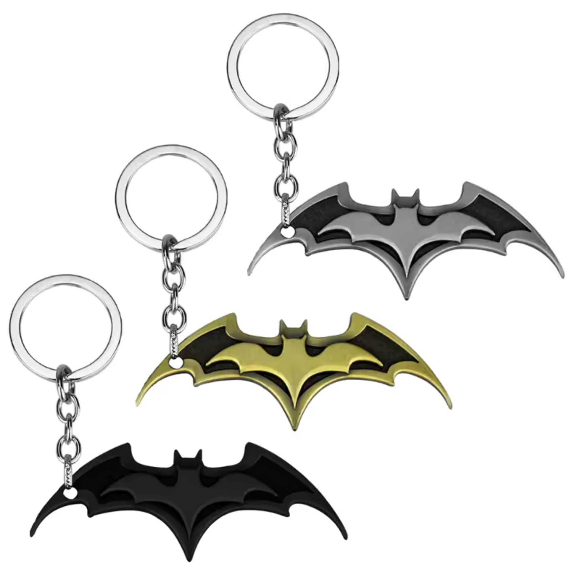 Montre ton allégeance à Batman avec ce porte-clé insigne de Batman. Disponible en 3 coloris différents, il capture l'emblématique logo de la chauve-souris dans un design moderne et élégant. Parfait pour personnaliser tes clés, sacs ou autres accessoires et afficher fièrement ton amour pour le Chevalier Noir.