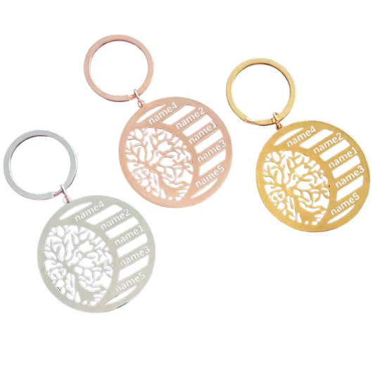 Personalized Tree of Life keychain with first name (1 to 5 first names)