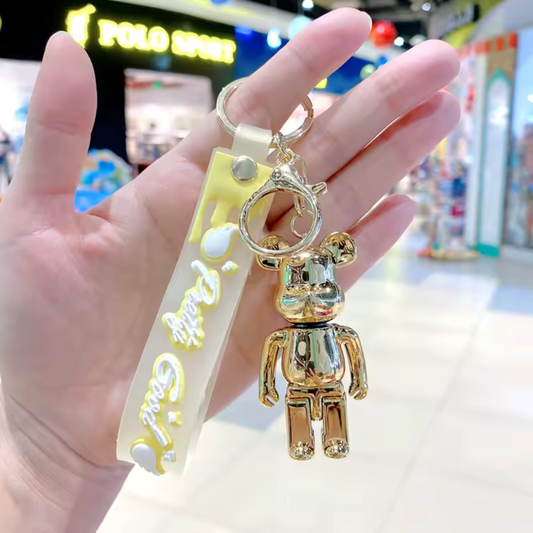 Metallischer Teddybär-Schlüsselanhänger – „Pretty Good“ (6 glänzende Modelle)
