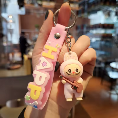 Porte-Clé Peluche Labubu Guitariste – Douceur Rembobinée