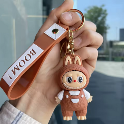 Porte-Clé Peluche Labubu Mouton avec Salopette – Douceur Rembobinée