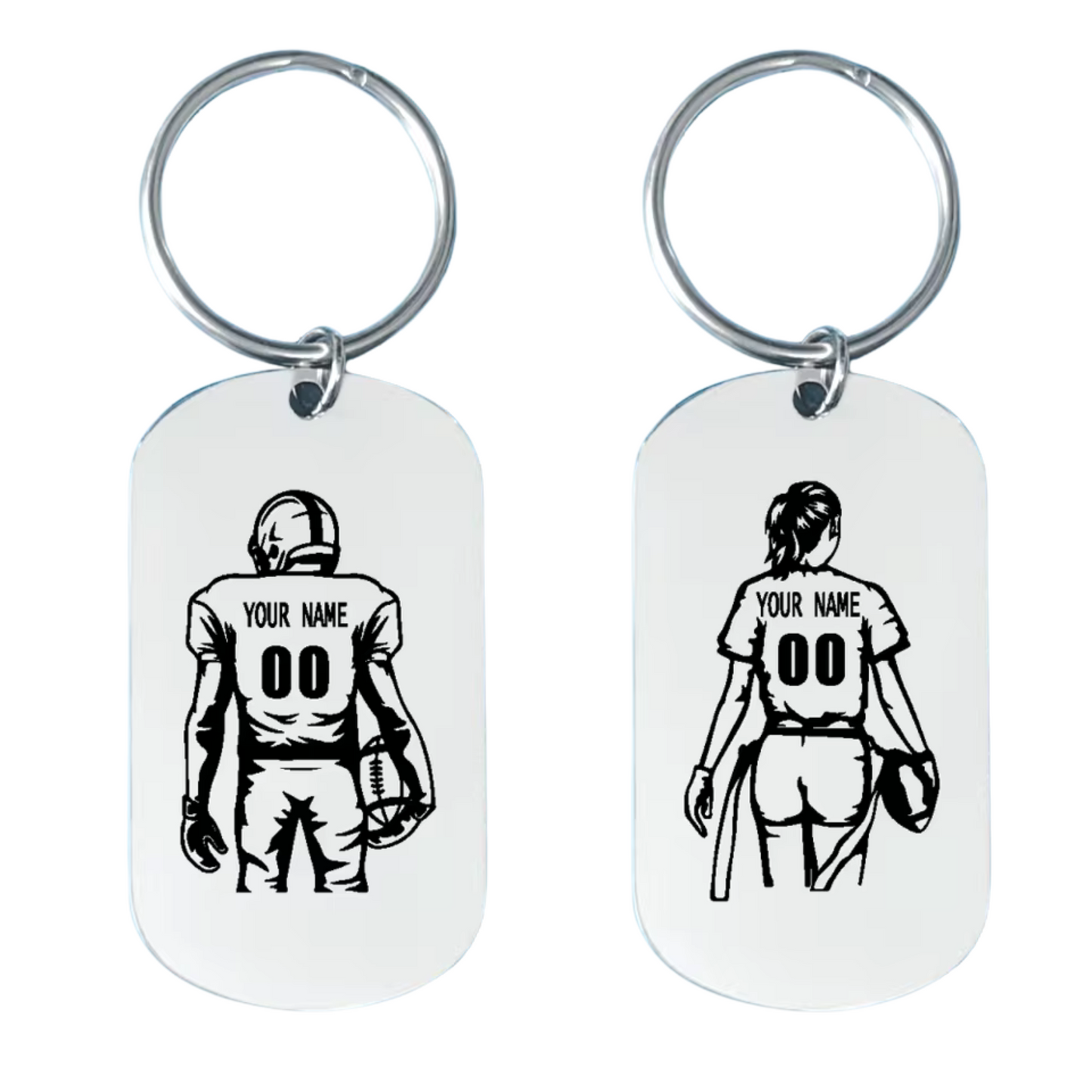 Personalized rugby keychain – Women and Men – Stainless steel