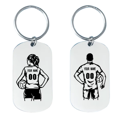 Personalized volleyball keychain for women or men – Stainless steel