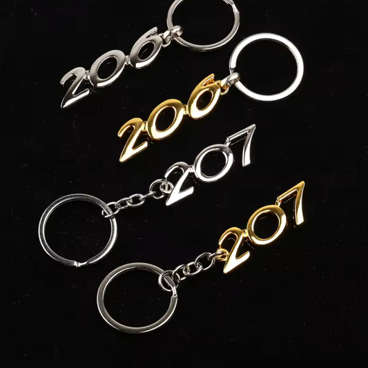 Porte-clé Peugeot – 2 modèles : 206 et 207 en version argent ou or