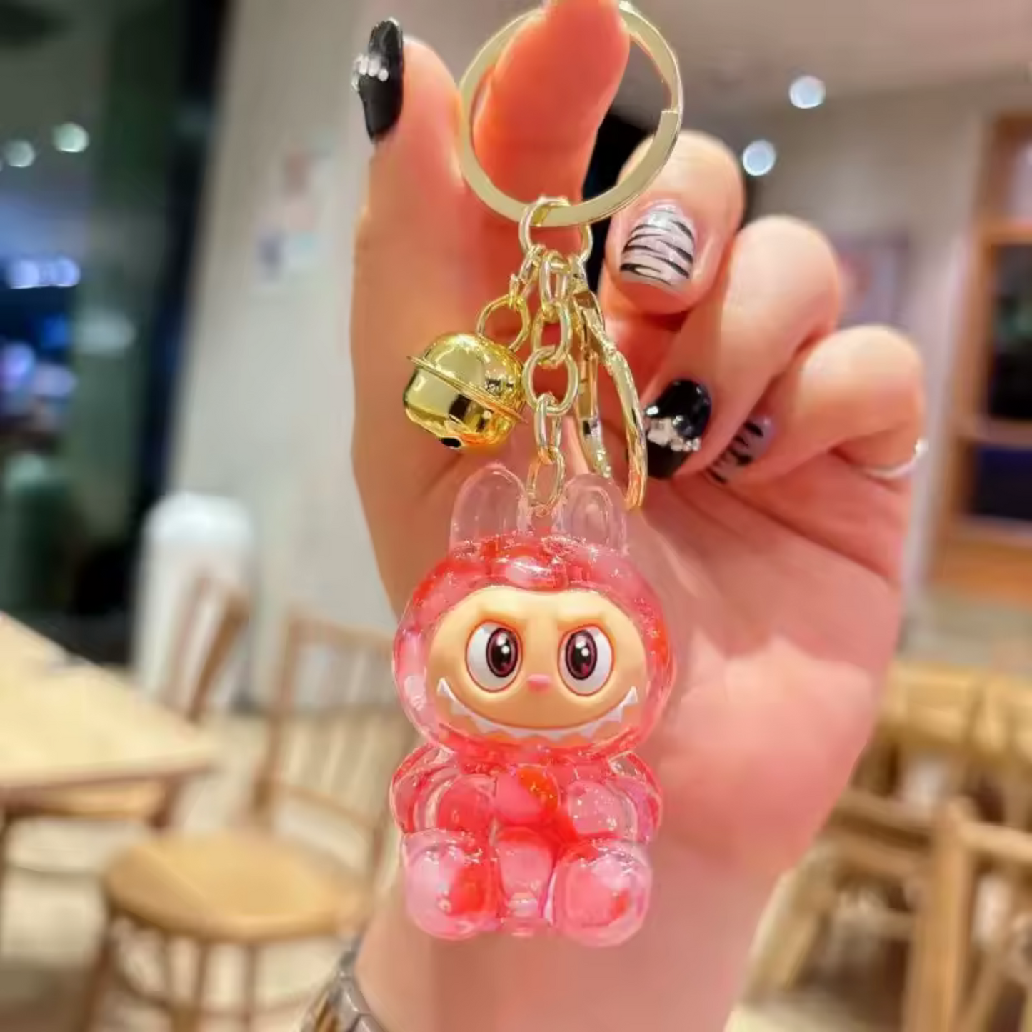Porte-Clé Labubu Assis Brillant – Effet Cristal en Acrylique | 3 Coloris Disponibles