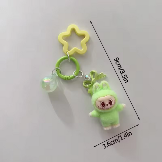 Grüner Labubu-Plüsch-Schlüsselanhänger – 9 cm von Malice Naturelle