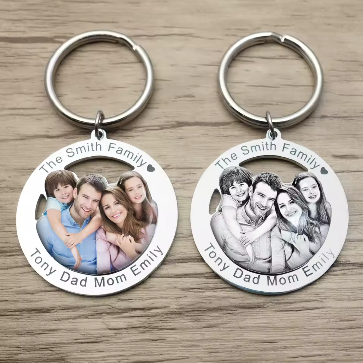 Porte-clé personnalisé avec photo et texte (2 coloris disponibles)