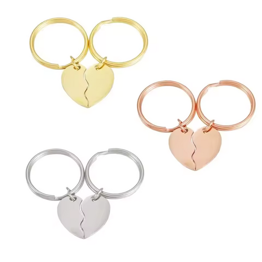 Sharing Keychains – Metal Heart Duo (3 colors available)
