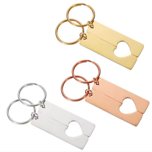 Sharing Keychains – Metal Heart Duo (3 colors available)
