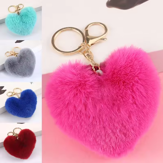 Porte-clé Pompon Cœur – 20 coloris tout doux à collectionner