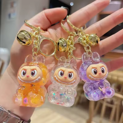Porte-Clé Labubu Assis Brillant – Effet Cristal en Acrylique | 3 Coloris Disponibles