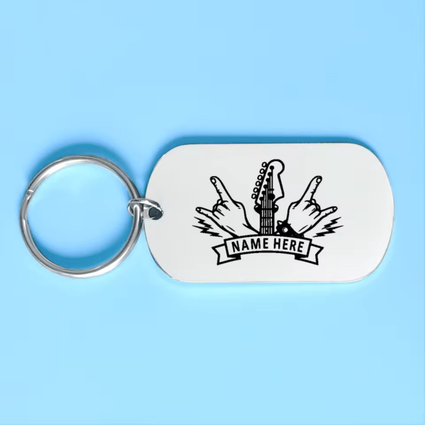 Personalized Rock'n'Roll Keychain with First Name (2 Models Available)