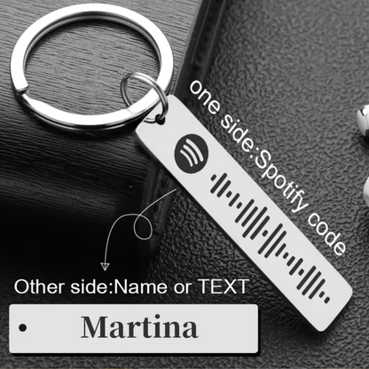 Spotify Stainless Steel Keychain – Scannable Code + Name Engraved on Back