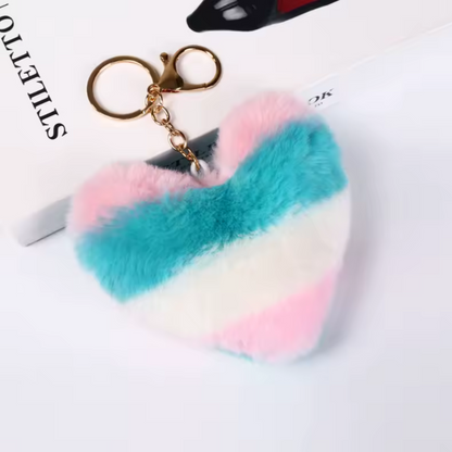 Porte-clé Pompon Cœur – 20 coloris tout doux à collectionner