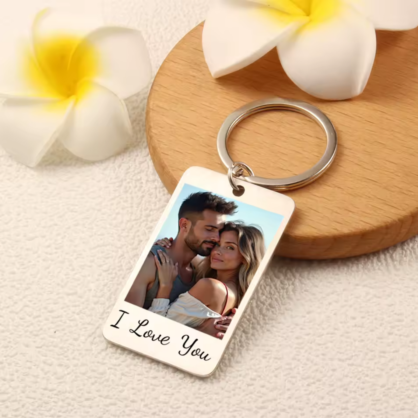 Porte-clé en acier inoxydable avec photo en couleur personnalisée