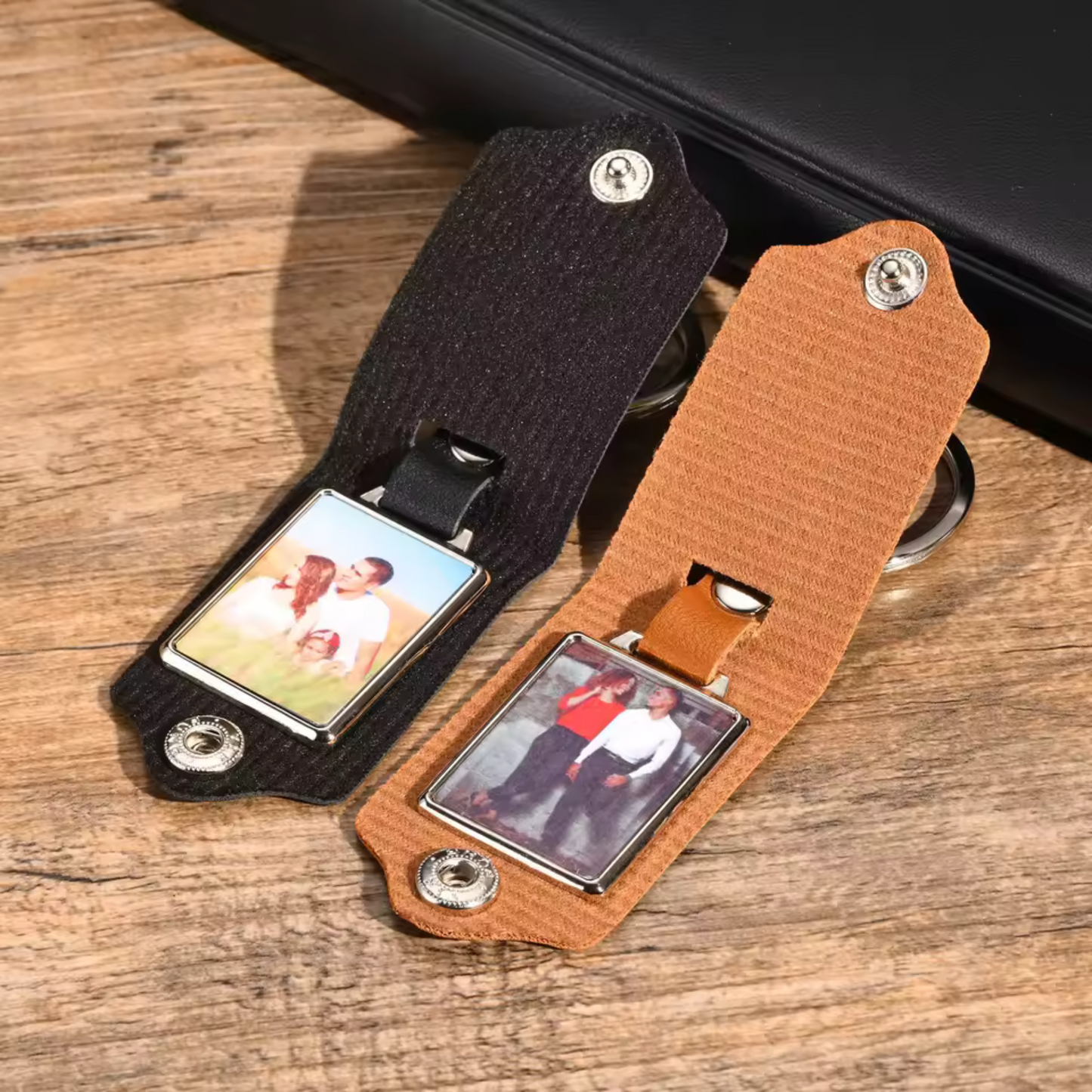 Porte-clé en cuir personnalisé avec photo et texte