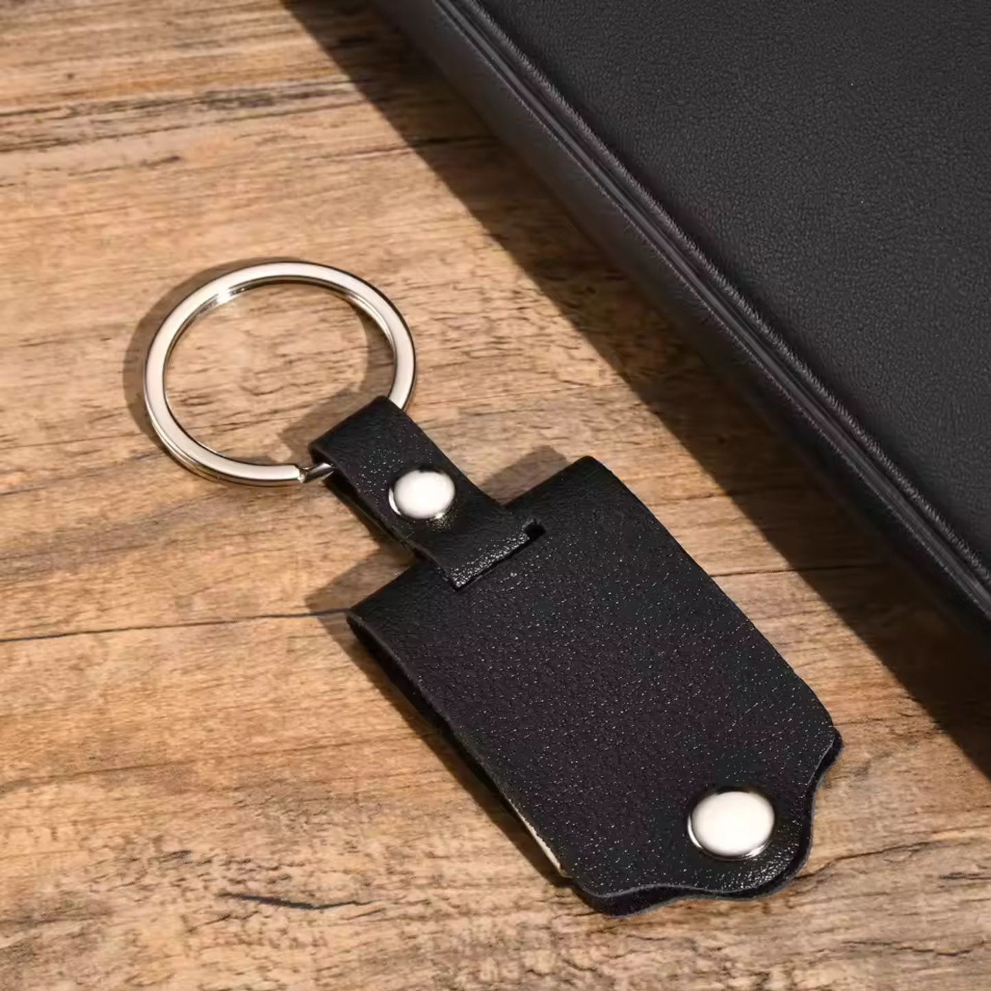 Porte-clé en cuir personnalisé avec photo et texte
