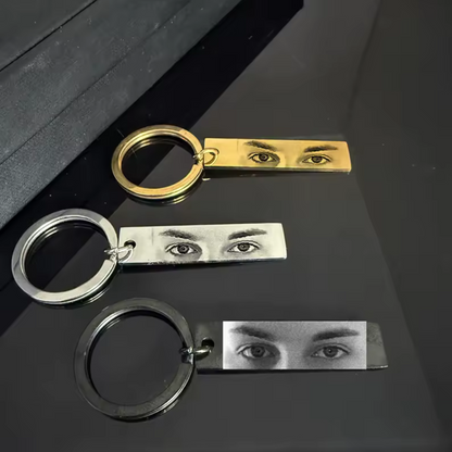 Porte-Clé en Acier Inoxydable avec Gravure de Vos Yeux (3 Couleurs disponibles)